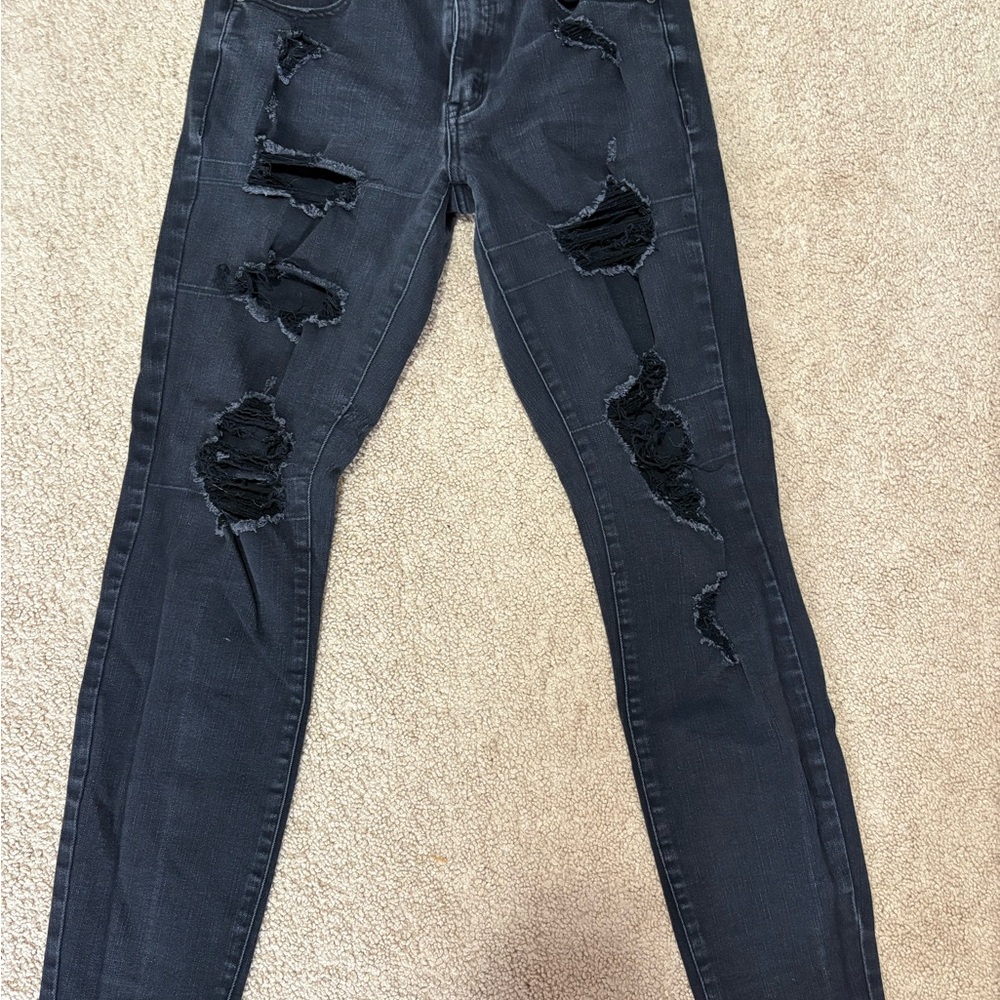 Aeropostale Black Distressed Skinny Jeans